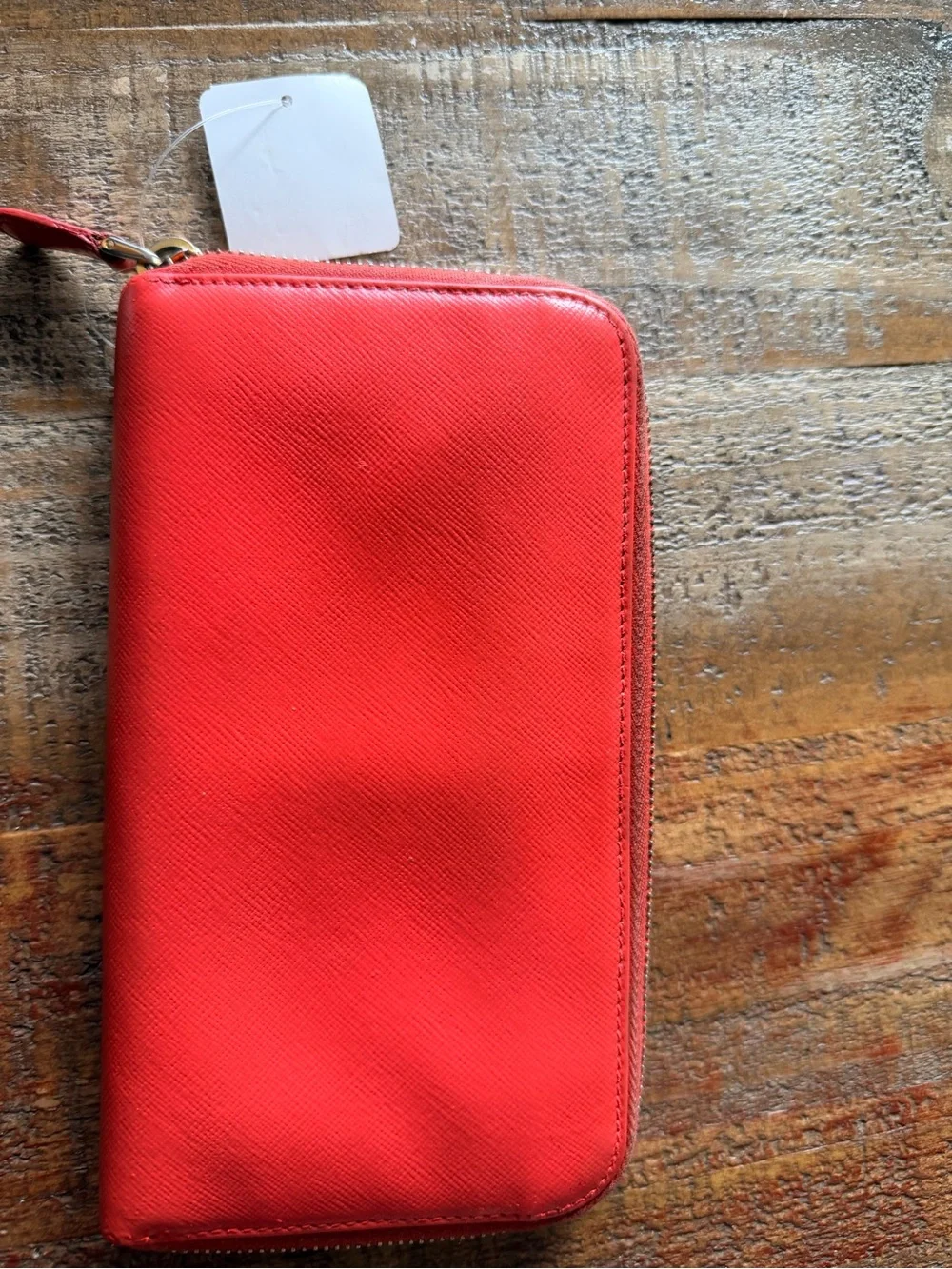 Prada Red Saffiano Zip Wallet